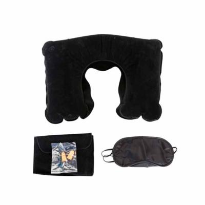 Kit viagem com 3 peças, contém: travesseiro inflável(revestido de veludo), máscara para olhos de ...