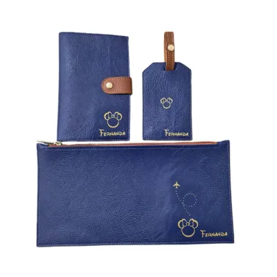 Kit Viagem com Porta Passaporte, Tag e Necessaire - Azul