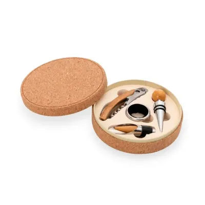 Kit Vinho 4 Pecas Com Estojo em Cortica