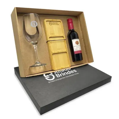 Kit Vinho Com Taca e Petisqueira Personalizada Al46