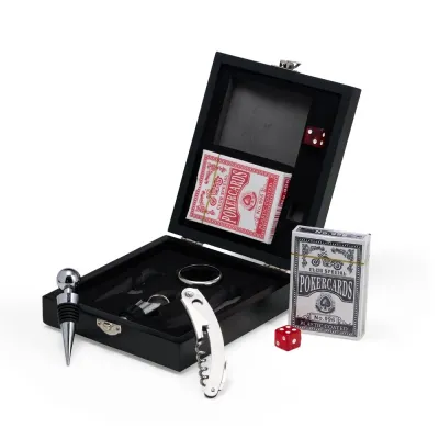 Kit Vinho e Jogos de Mesa em Estojo Mdf