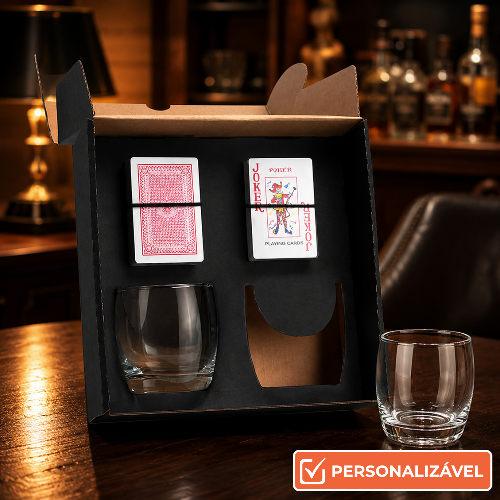 Kit Whisky Presente com Baralho | Conjunto Completo