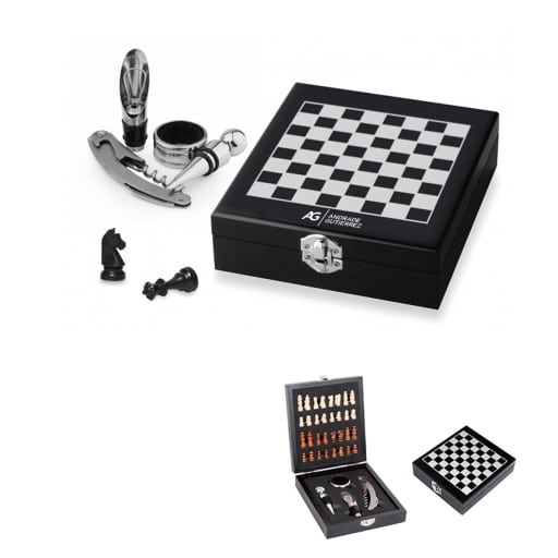 KV 0181 - Kit vinho personalizado com Jogo de Xadrez 4Pçs