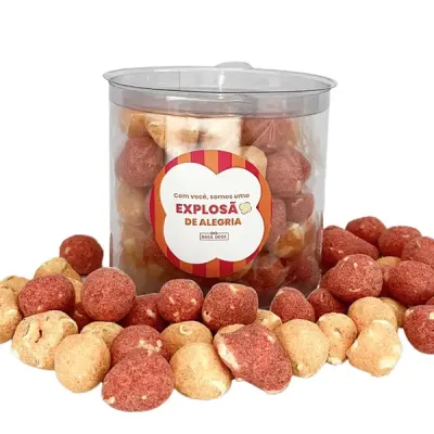 Lata Tubo Transparente Com Pipocas Gourmet