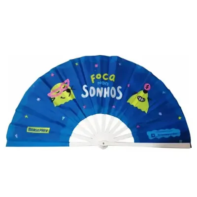 Leque Dobrável Azul Personalizado