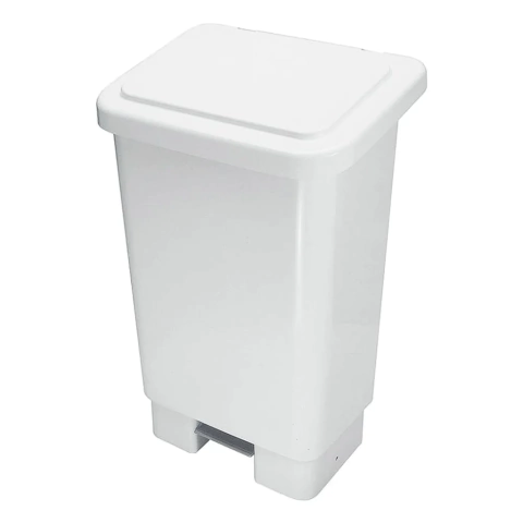 Lixeira Plástica 50 Litros Retangular Com Pedal - Branco (sem rodas)