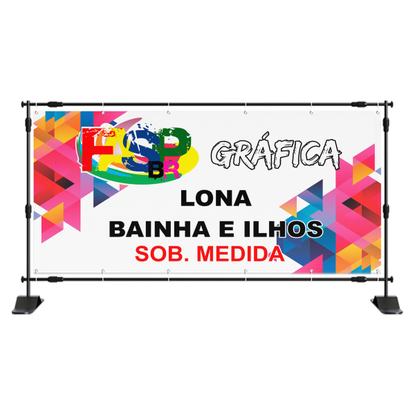 Lona bainha e ilhós Sob. Medida Lona 440G 4x0 Bainha e Ilhós