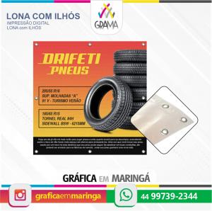 Lona com Ilhós Lona 280g 4x0 cor Brilho Ilhós e Bainha (lona reforçada nas laterais)