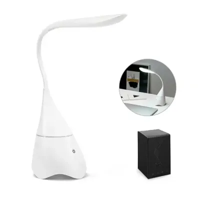 Luminária de mesa com caixa de som em ABS
