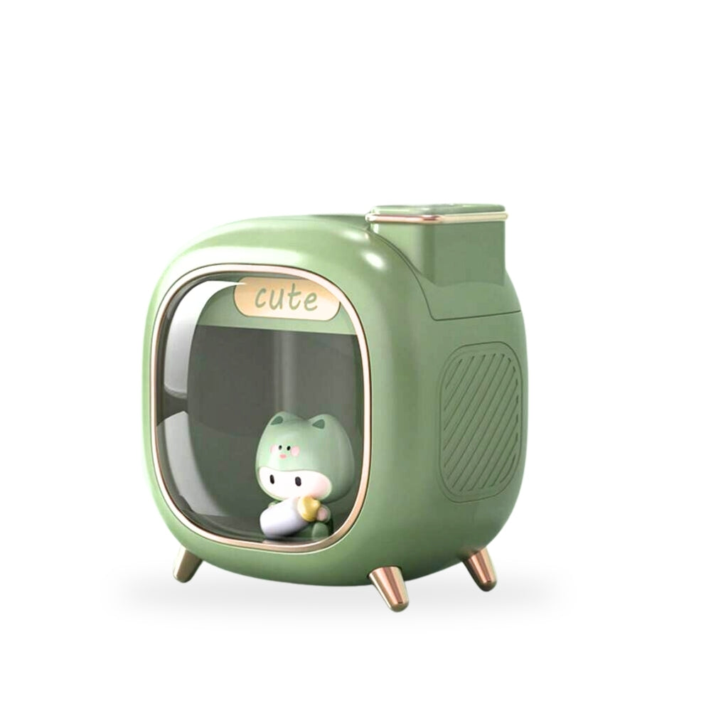 Luminária LED Umidificador Gato -USB 500ML Verde
