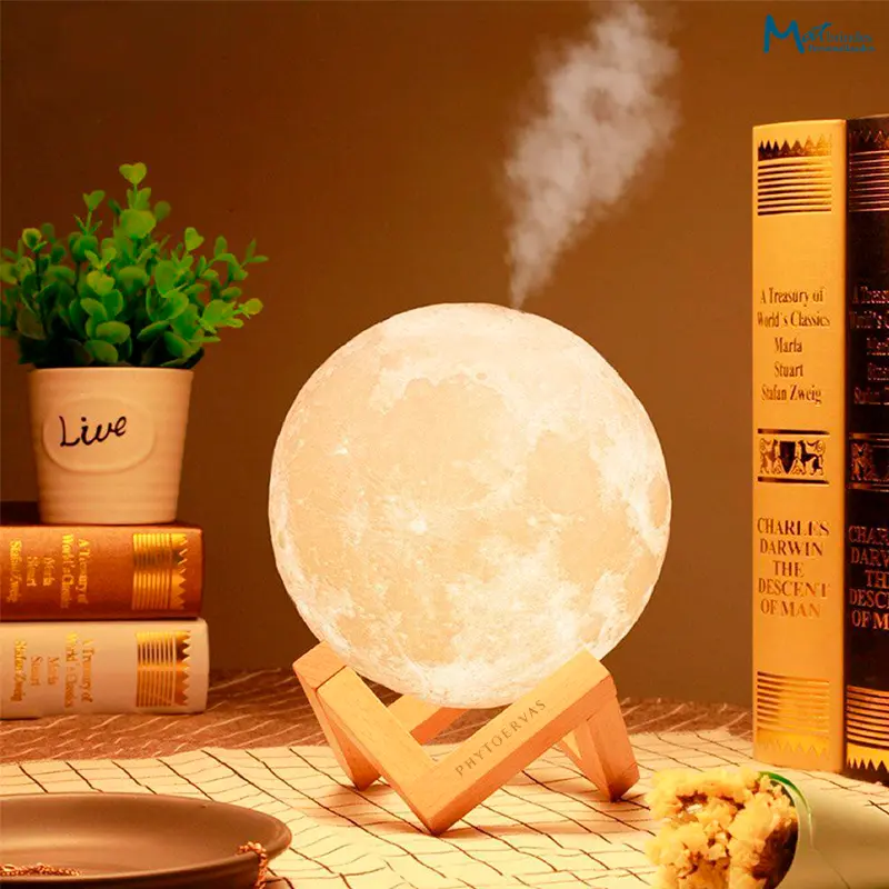 Luminária Lua Cheia 3D Umidificador Aromatizador