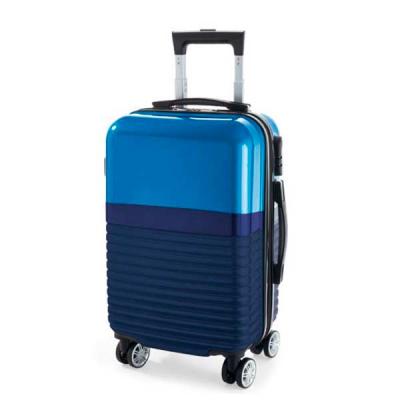 Mala de viagem executivo. ABS e PC. Interior forrado, com divisória. 4 rodas duplas giratórias. Pega extensível em alumínio, com mola (altura pega estendida até 510 mm). Fecho de segurança com senha.