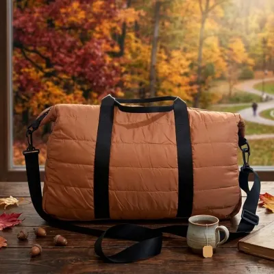 Mala em puffer com fechamento em zíper