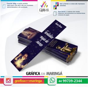 Marca Páginas com Impressão 2 lados 17,9 x 4,82 cm Papel Couchê 300g 4x4 Sem revestimento Refile