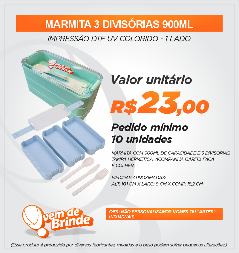 Marmita 3 Divisórias 900ML
