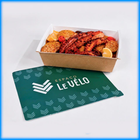 Marmita Fundo Kraft Selada com Tampa Personalizada 1000ml - 450 unidades
