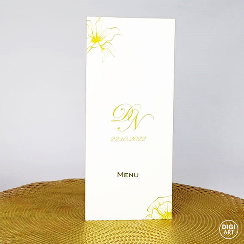 Menu 20x23cm kit com 10 unidades branco e dourado