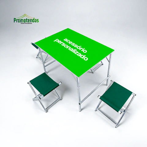 Mesa Dobrável + Banquetas Sanfonadas Personalizadas | Praticidade, Mobilidade e Destaque para Sua Marca