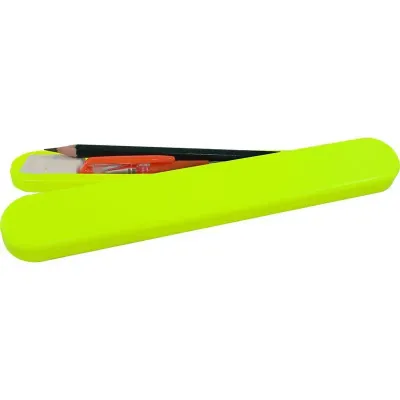 Mini Estojo Amarelo Neon Plastico