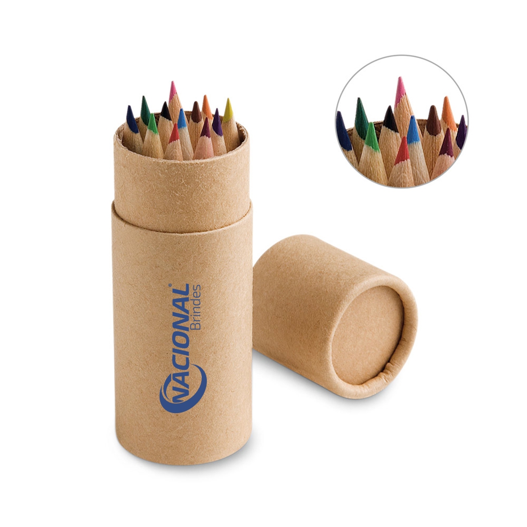 Mini Lápis De Cor Em Caixa Cilíndrica