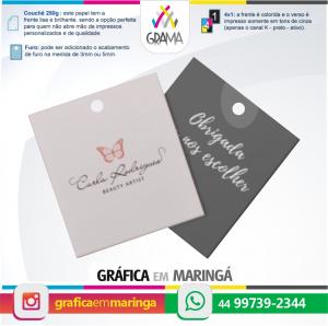 Mini-Tags para Roupas 4x1 cor 4 x 5 cm Couchê 250g 4x1 Verniz UV Total Furo 3mm ou 5mm