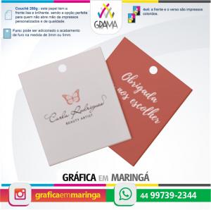 Mini-Tags para Roupas 4x4 cor 4 x 5 cm Couchê 250g 4x4 Verniz UV Total Furo 3mm ou 5mm