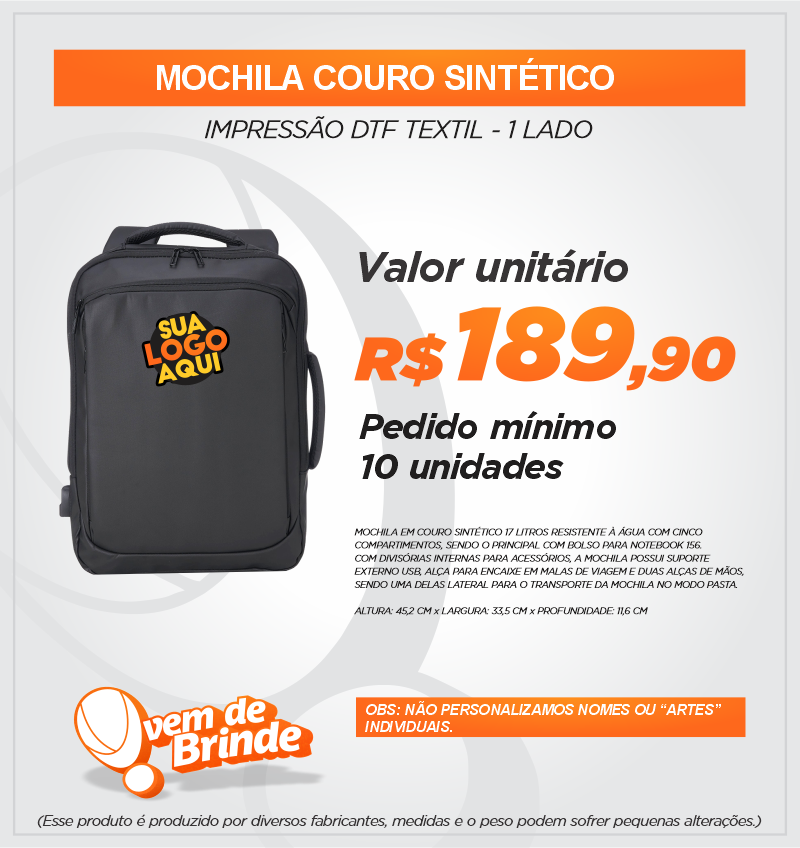 Mochila Couro Sintético