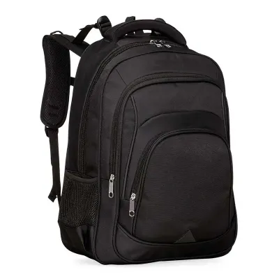 Mochila de alta confecção em poliéster com detalhes em nylon frente com bolsos