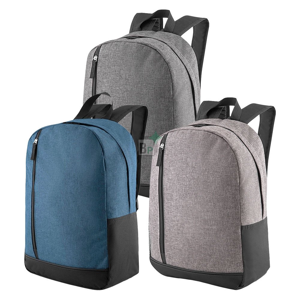 Mochila de Poliéster Com Zíper Horizontal e Vertical + Alça de Mão.