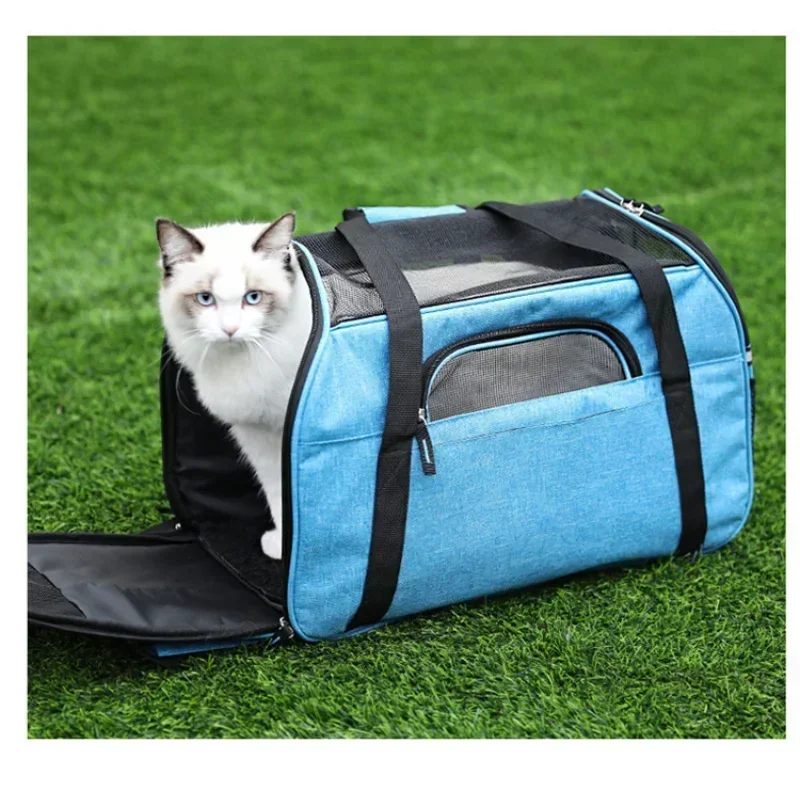 Mochila Dobrável e Respirável para Transporte de Animais com Caixa para Cachorros e Gatos, Ideal para Filhotes e Viagens.