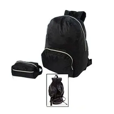 Mochila Dobravel em Nylon Bolso Frontal Alca em v Necessaire em Nylon Com Bolso Frontal