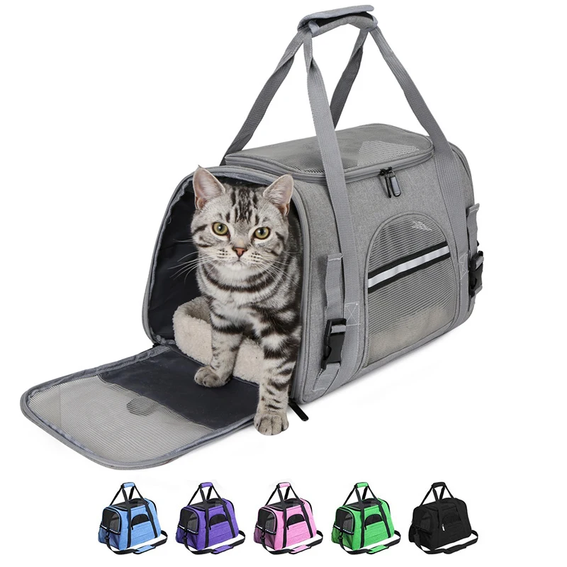 Mochila Dobrável Respirável para Pets: Saco de Transporte para Gato e Cão Ideal para Viagens