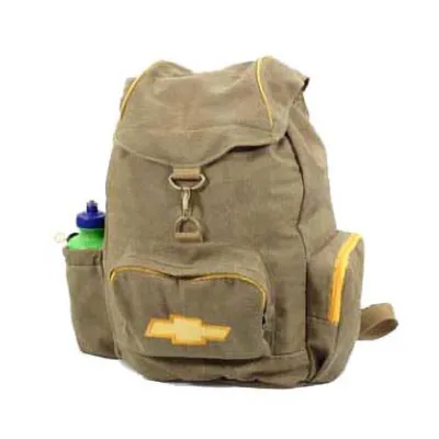 Mochila em Algodao Colorido Bolsos Frontais Bolsos Laterais Alca de Mao e de Costas em v Ferrage
