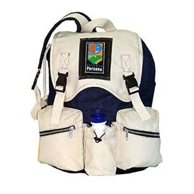 Mochila em algodão colorido com bolsos laterais