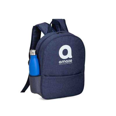 Mochila em nylon para notebook com bolso frontal, porta garrafa, alça de mão