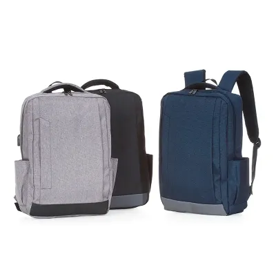 Mochila Nylon 21l Usb Personalizada Com Bolso Para Notebook