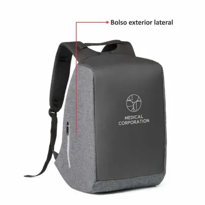 Mochila Para Notebook Com Ziper e Bolsos Ocultos Anti Furto Personalizada