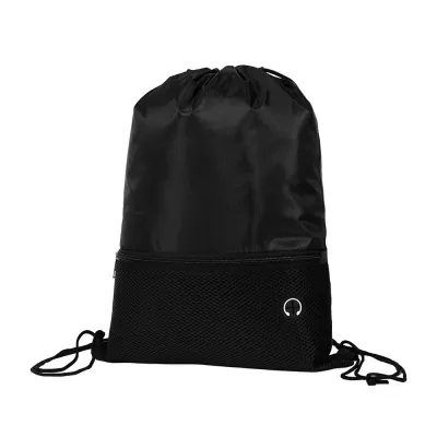 Mochila saco confeccionada em poliéster preto