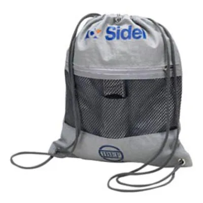 Mochila Saco em Nylon Tactel Bolso Frontal em Tela Alca em Cordao Grosso
