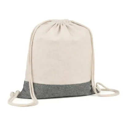 Mochila Sacola em Algodao Reciclado Com Cordao Bege