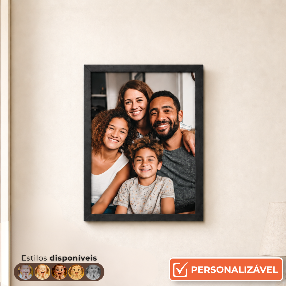 Moldura Personalizada Lisa Revestida | Com Foto e Vidro | Preto ou Branco