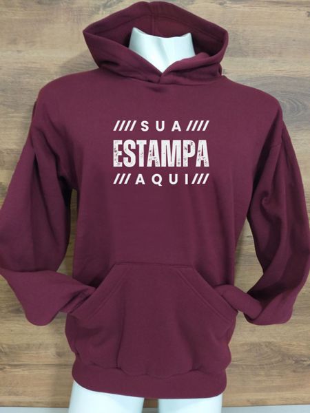 Moletom Personalizado Canguru Casaco Blusa Capuz Punho e Bolso Impressão Colorida 1un