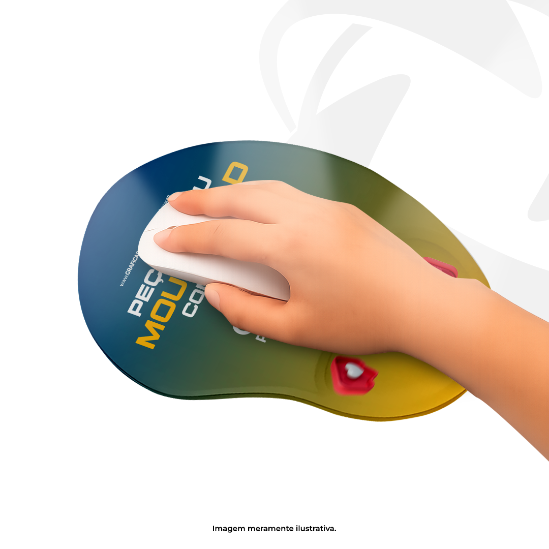 Mouse Pad com Apoio Ergonômico Tam. 19x24,5cm Espuma ergonômica e antialérgica 4x0 Ergonômico Com Almofada Apoio