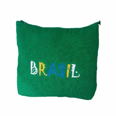 Necessaire Atoalhada Verde e Marrom Brasil