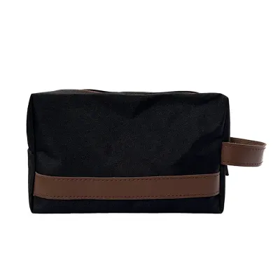 Necessaire Blumenau Preta Com Detalhe Caramelo