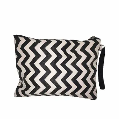 Necessaire Chevron Pretobranco Com Alca