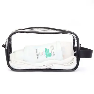 Necessaire de pvc com zíper na cor preta