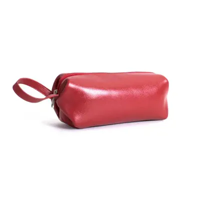 Necessaire em Couro Com Acabamento Lateral em x