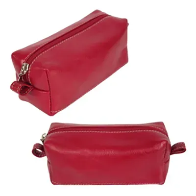 Necessaire em Couro Com Dedeira e Com Ziper