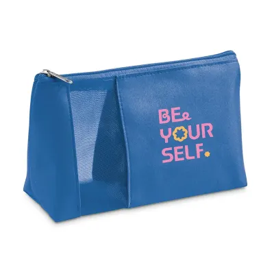 Necessaire em microfibra e tela mesh - Azul
